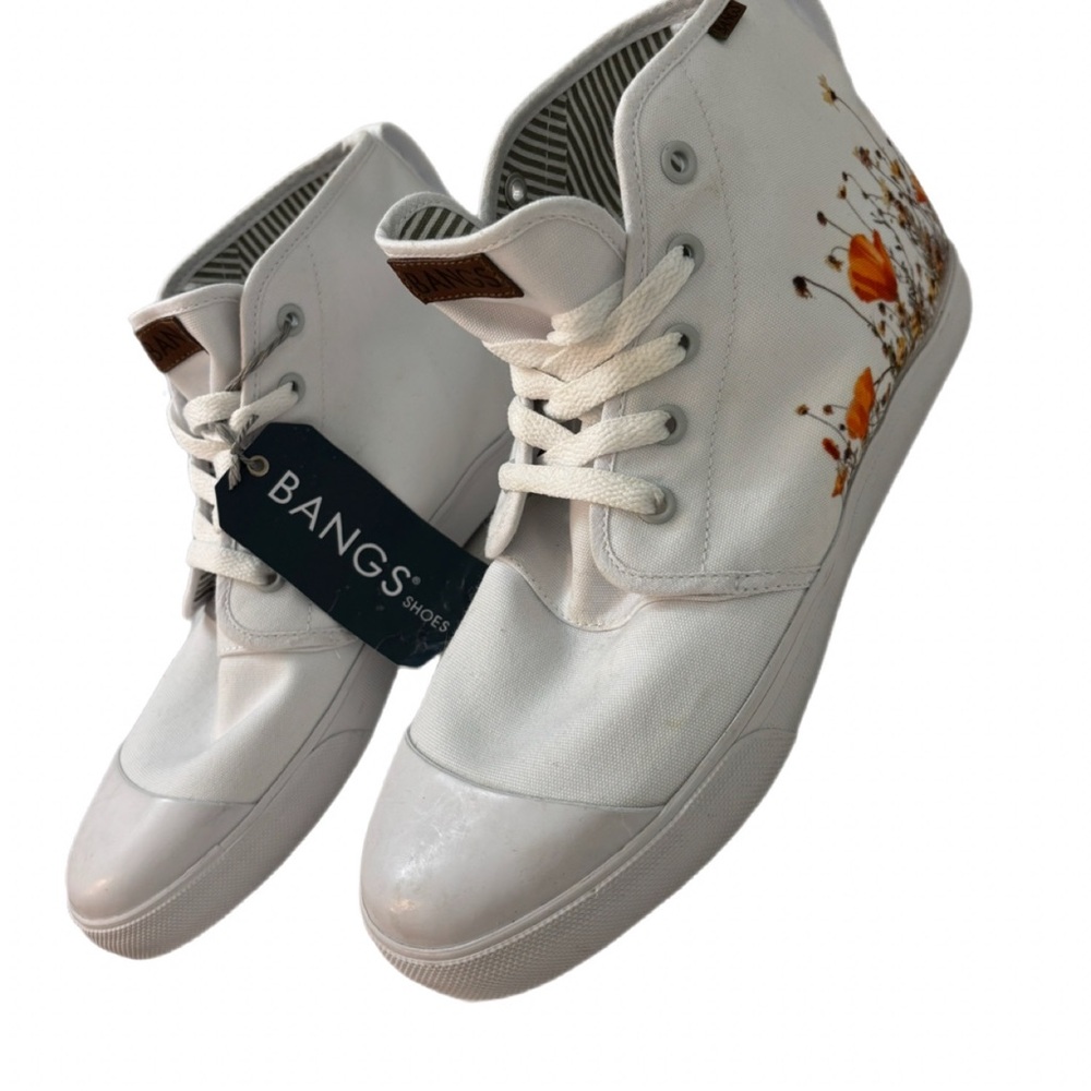Rare BANGS White Floral High-Top Canvas Sneakers | Women’s 9 - Picture 3 of 9